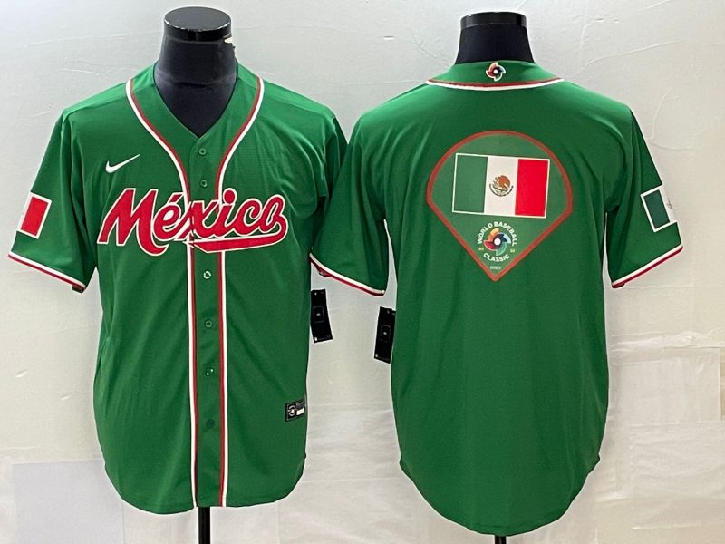 Men 2023 World Cub Mexico Blank Green Nike MLB Jersey8